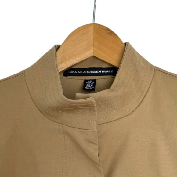 90s Vintage Linda Allard for Ellen Tracy Tan Mandarin Collar Blazer Size 12 - Picture 4 of 10